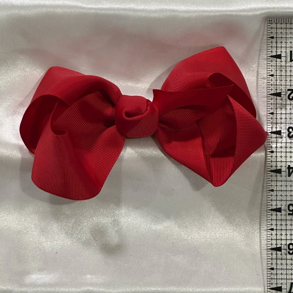 Bright Red Grosgrain Hair Bow Clip- bundle 2+ for shipping savings.
